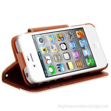 Leather Case for iPhone 4/4S/4G/4GS, Made of PC + PU